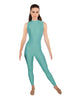 Solid Lycra Tneck Sleeveless Open Back Unitard