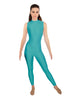 Solid Lycra Tneck Sleeveless Open Back Unitard