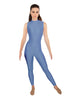 Solid Lycra Tneck Sleeveless Open Back Unitard