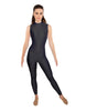 Solid Lycra Tneck Sleeveless Open Back Unitard
