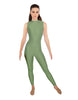 Solid Lycra Tneck Sleeveless Open Back Unitard