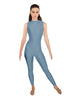 Solid Lycra Tneck Sleeveless Open Back Unitard
