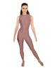 Solid Lycra Tneck Sleeveless Open Back Unitard
