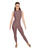 Solid Lycra Tneck Sleeveless Open Back Unitard