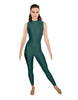 Solid Lycra Tneck Sleeveless Open Back Unitard
