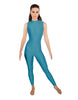Solid Lycra Tneck Sleeveless Open Back Unitard