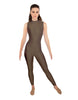 Solid Lycra Tneck Sleeveless Open Back Unitard