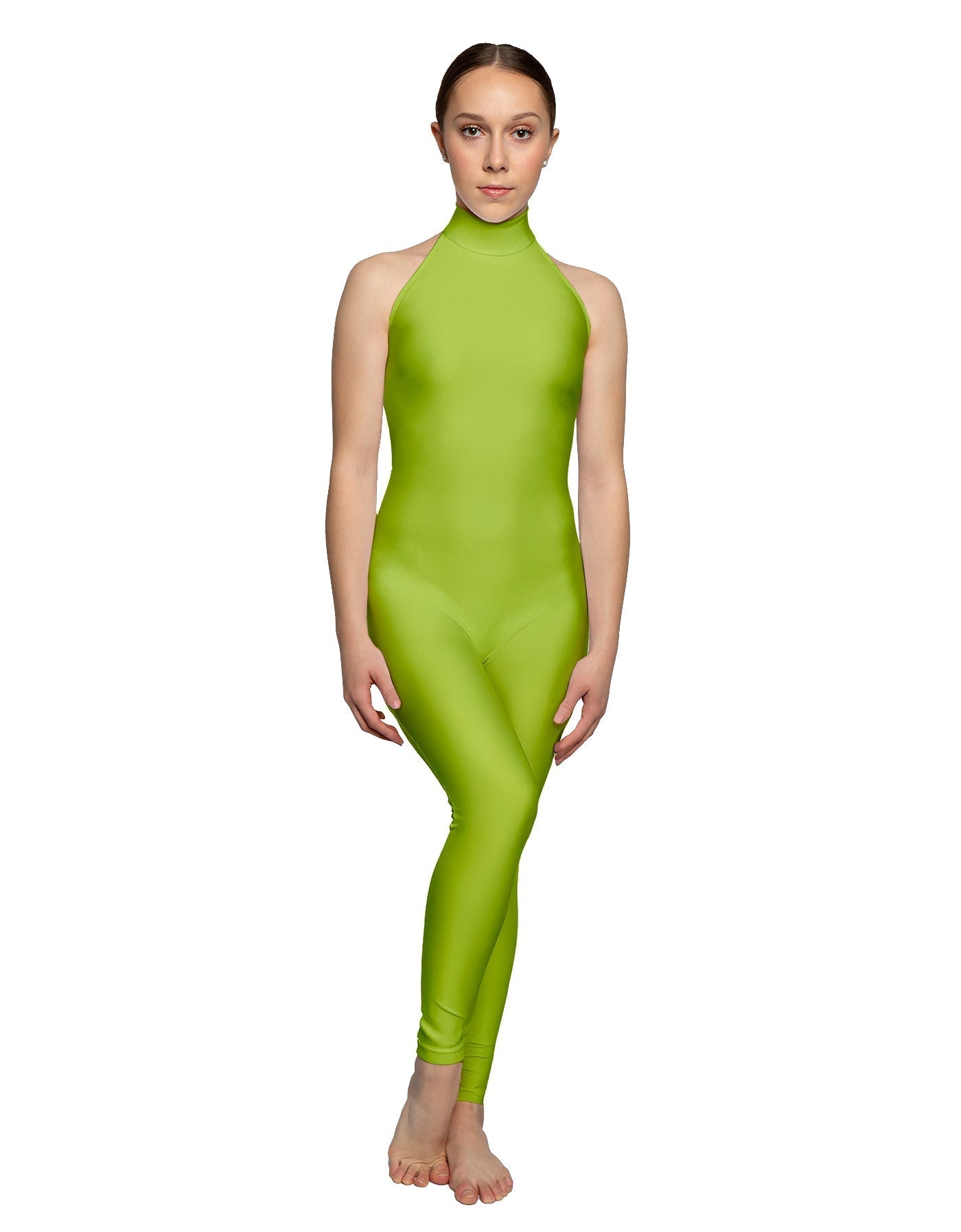 Solid Lycra Halter Low Back Unitard