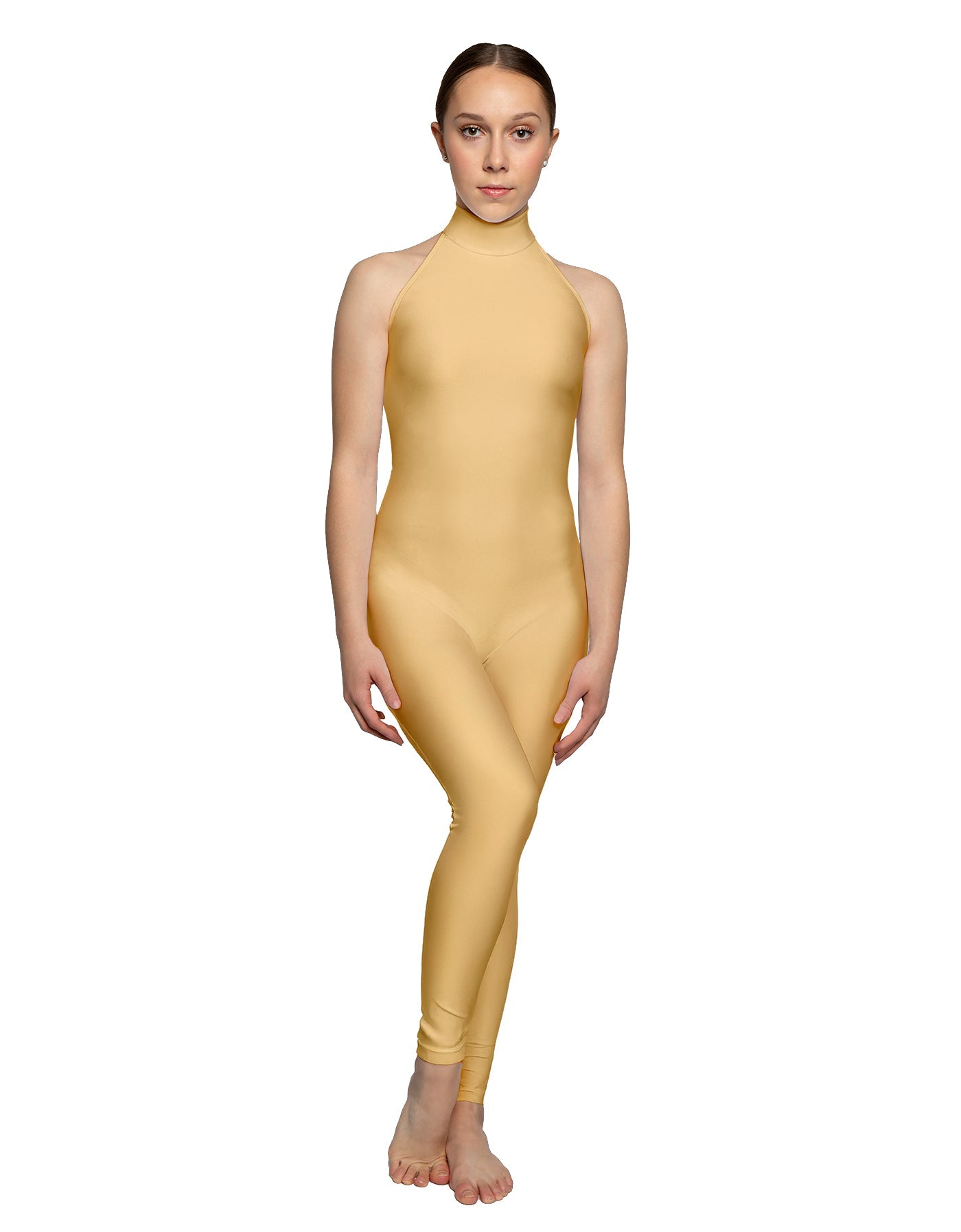 Solid Lycra Halter Low Back Unitard