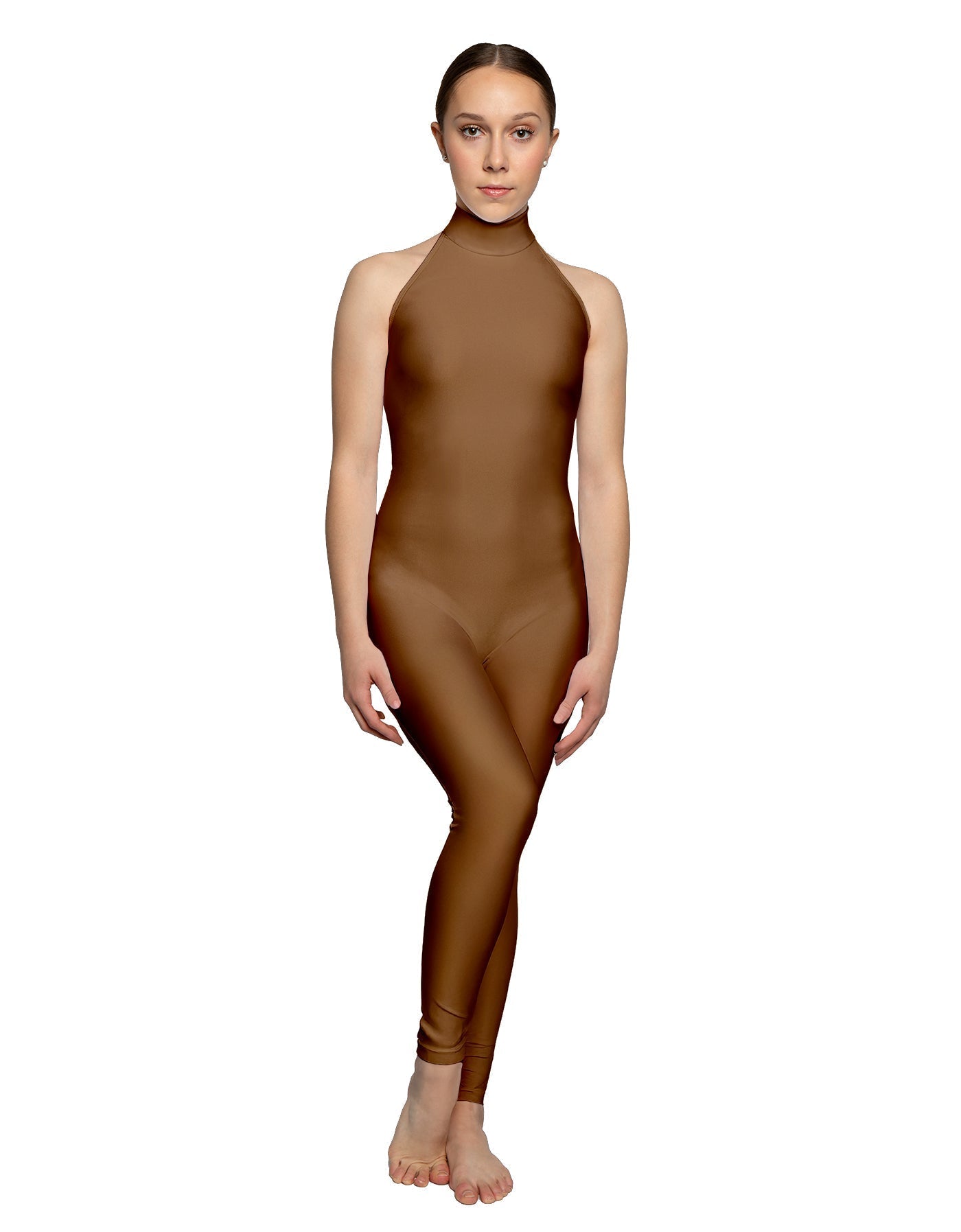 Solid Lycra Halter Low Back Unitard