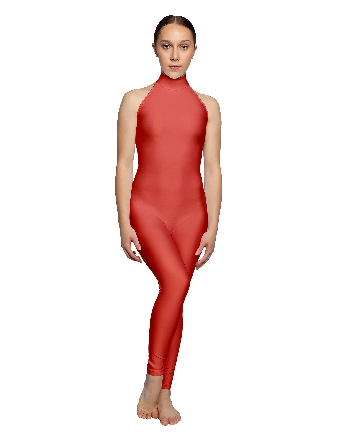Solid Lycra Halter Low Back Unitard