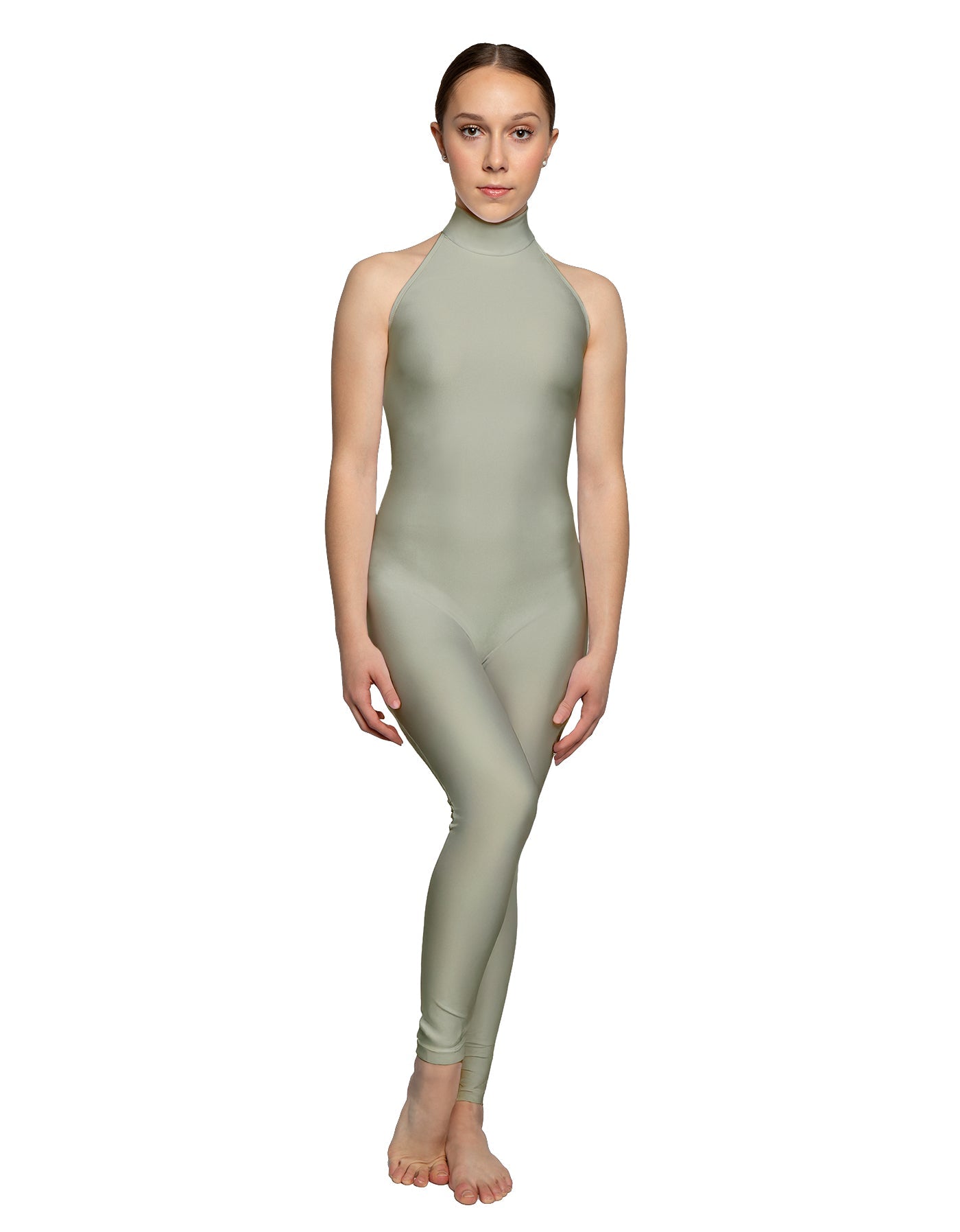 Solid Lycra Halter Low Back Unitard
