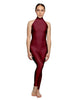Solid Lycra Halter Low Back Unitard