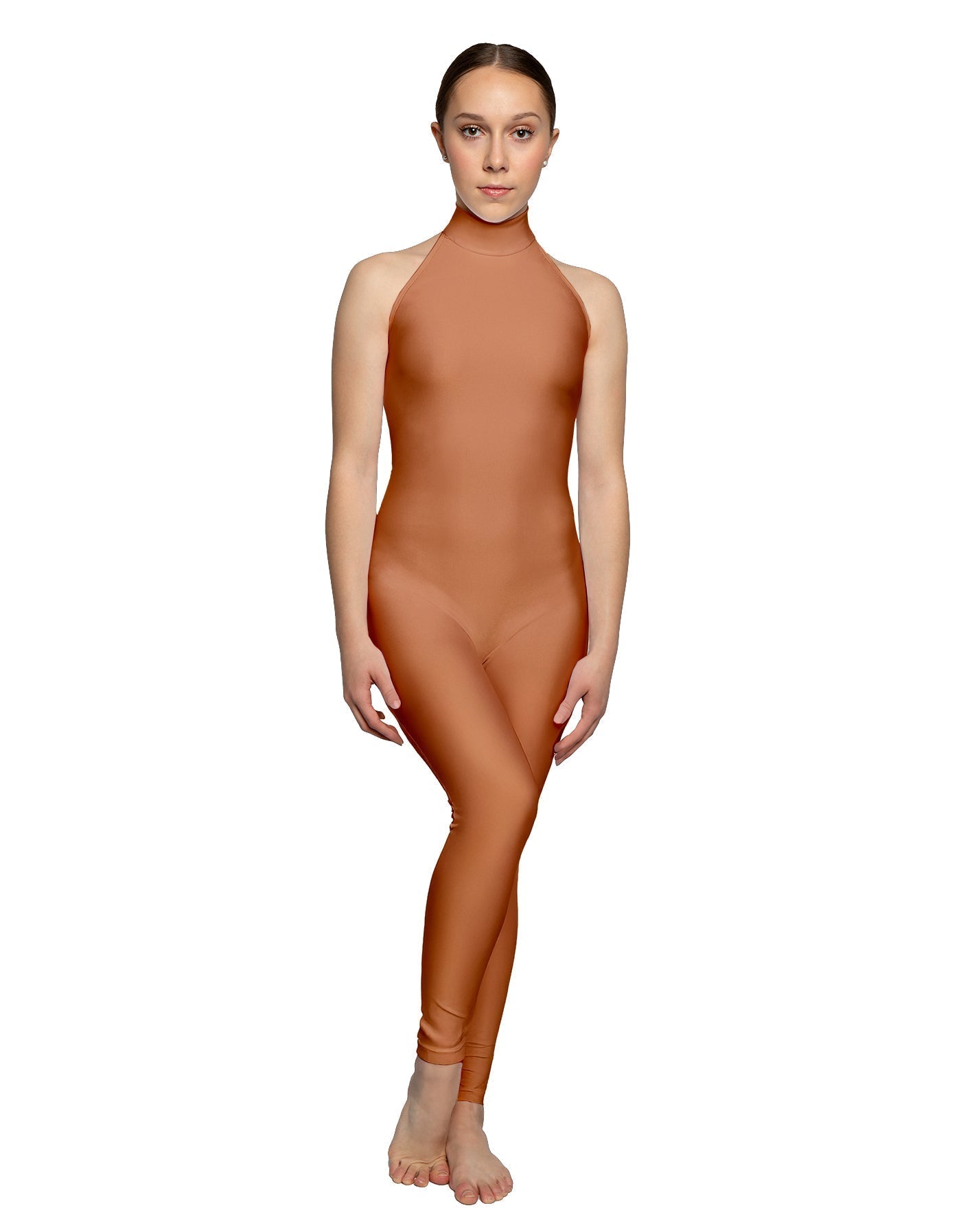 Solid Lycra Halter Low Back Unitard