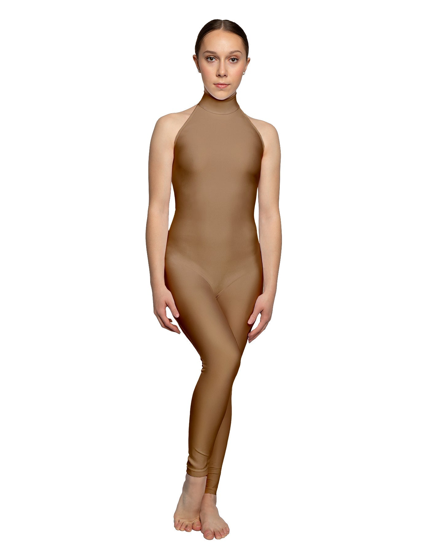 Solid Lycra Halter Low Back Unitard