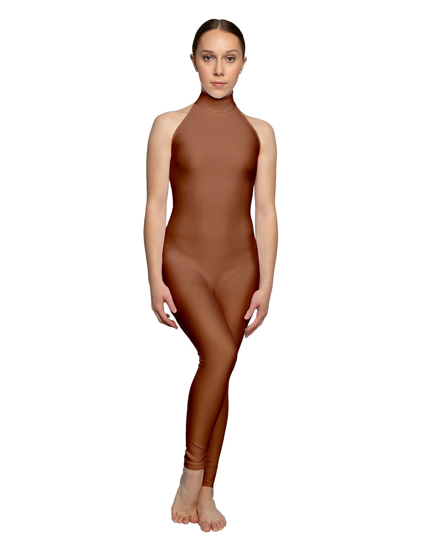 Solid Lycra Halter Low Back Unitard