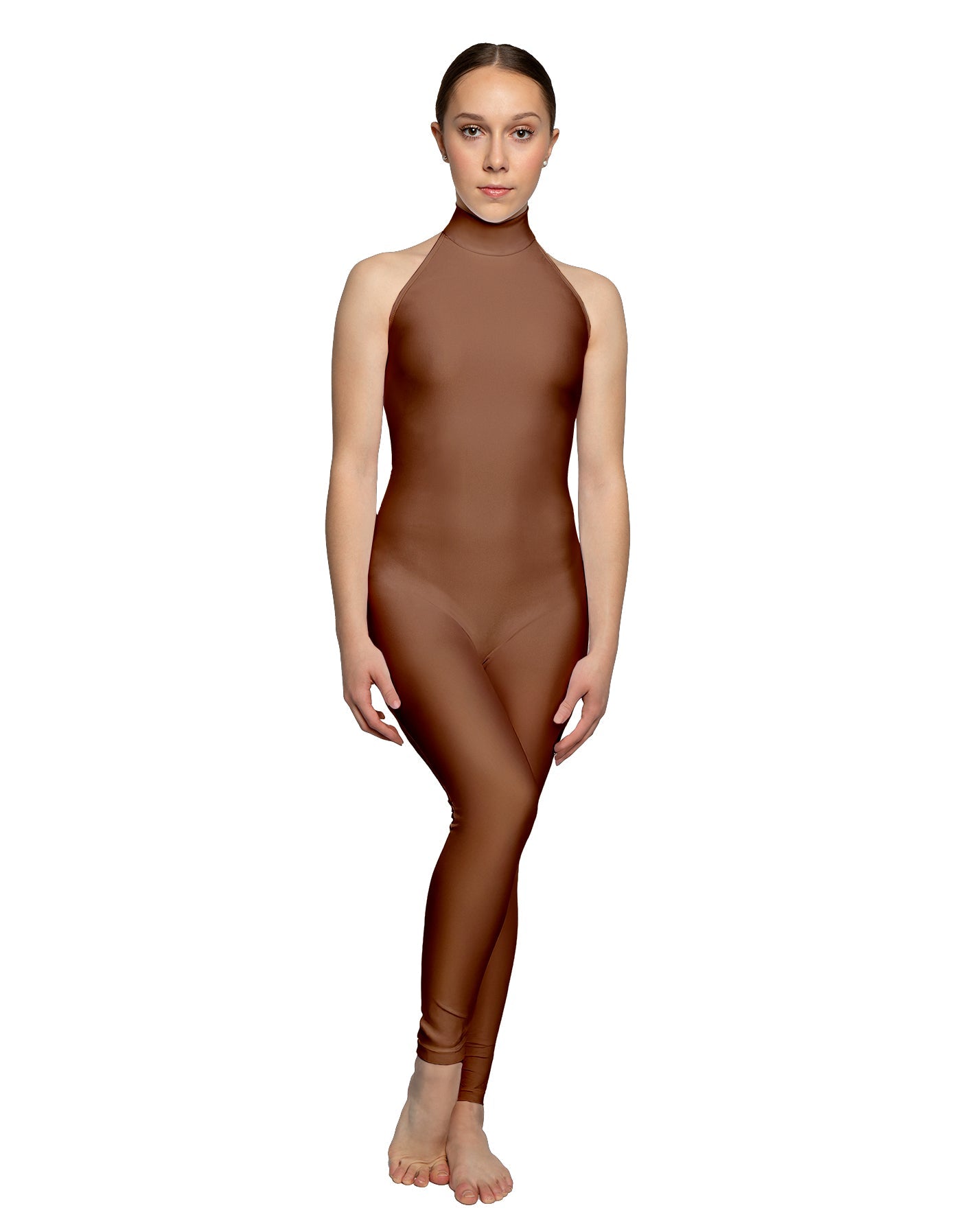 Solid Lycra Halter Low Back Unitard