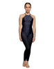 Solid Lycra Halter Covered Back Unitard