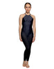 Solid Lycra Halter Covered Back Unitard