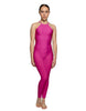 Solid Lycra Halter Covered Back Unitard