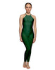 Solid Lycra Halter Covered Back Unitard