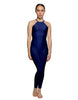 Solid Lycra Halter Covered Back Unitard