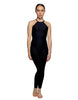 Solid Lycra Halter Covered Back Unitard