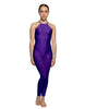 Solid Lycra Halter Covered Back Unitard