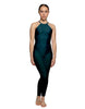 Solid Lycra Halter Covered Back Unitard