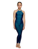 Solid Lycra Halter Covered Back Unitard