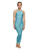 Solid Lycra Halter Covered Back Unitard