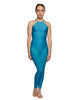 Solid Lycra Halter Covered Back Unitard