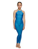 Solid Lycra Halter Covered Back Unitard