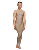 Solid Lycra Halter Covered Back Unitard