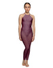 Solid Lycra Halter Covered Back Unitard