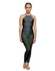 Solid Lycra Halter Covered Back Unitard