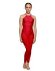 Solid Lycra Halter Covered Back Unitard