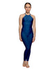 Solid Lycra Halter Covered Back Unitard