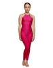 Solid Lycra Halter Covered Back Unitard