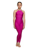 Solid Lycra Halter Covered Back Unitard