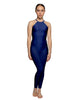 Solid Lycra Halter Covered Back Unitard