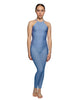 Solid Lycra Halter Covered Back Unitard
