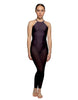 Solid Lycra Halter Covered Back Unitard