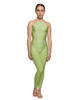 Solid Lycra Halter Covered Back Unitard