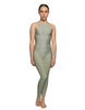 Solid Lycra Halter Covered Back Unitard