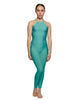 Solid Lycra Halter Covered Back Unitard