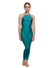Solid Lycra Halter Covered Back Unitard