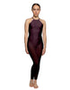Solid Lycra Halter Covered Back Unitard