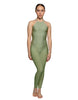 Solid Lycra Halter Covered Back Unitard