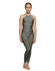 Solid Lycra Halter Covered Back Unitard